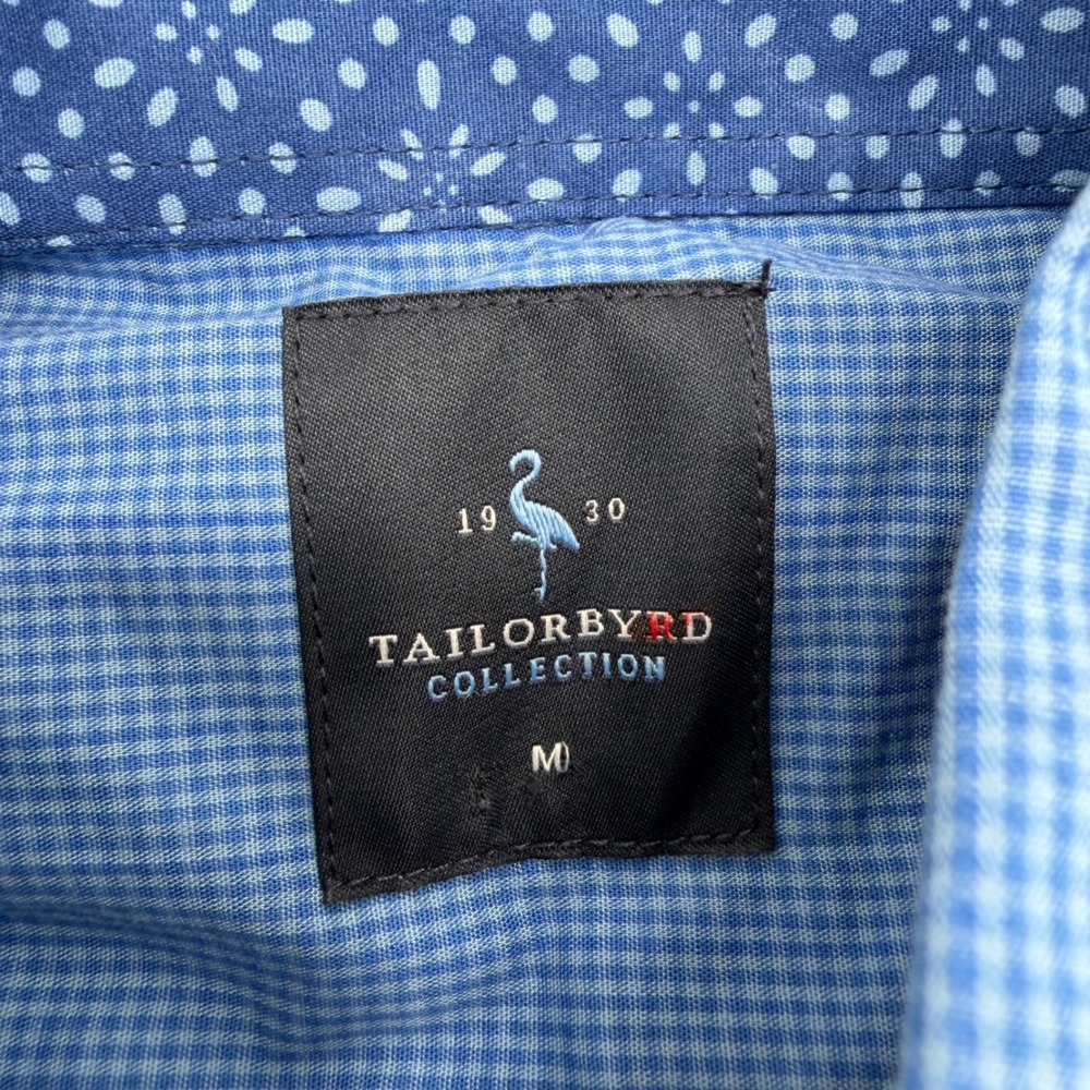 Tailorbyrd Button Down Shirt Mens M True Blue Micro Gingham M22522LS NEW - Picture 2 of 8